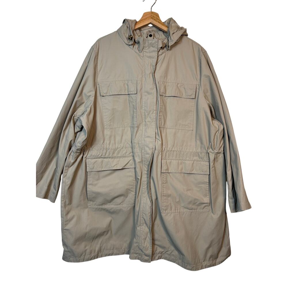 Lands End Womens Squall Waterproof Hooded Raincoat Size 24W 26W Outdoor Travel